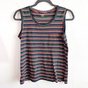 Madewell Tank Striped Sleeveless Scoop Neck Tank Top Multicolored Sz XXS EUC